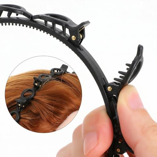 Hpmjz 4 Pcs Headband with Clips Bangs Hairstyle Hairpin Headband Professional Weave Bangs Hairstyle Halloween Hairpin Clip Headbands Fashion Bang Clip Toothed Headbands Braid Tool for Women Christmas — view 2