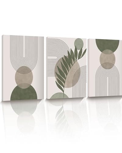 HesenDot Sage Green Boho Framed Wall Art Set of 3, 30x40CM Wrapped Canvas