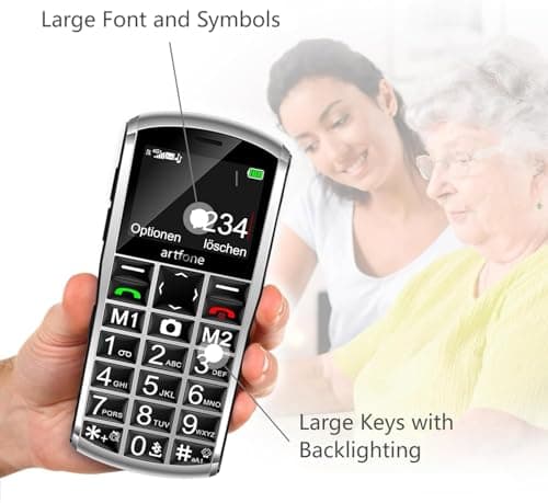 artfone A400 Big Button Cell Phone for Seniors, 4G LTE Unlocked Phones, SOS Button, 2MP Camera, Charging Dock, 3 Slots, Speed Dial, Volume Boost, Large Fonts, Voice Time, Dumb Phone, 1800mAh - Silver — view 4