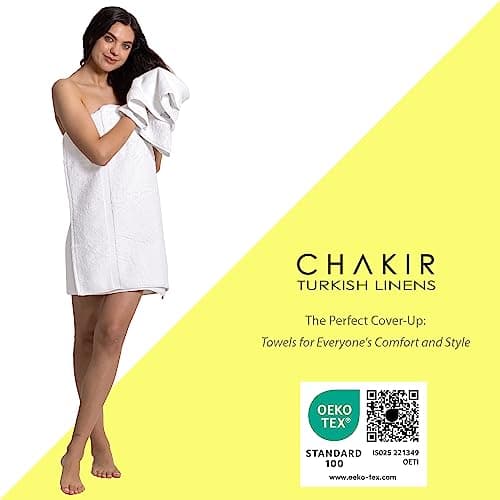Chakir Turkish Linens 4 Piece Bath Towel Set, 100% Cotton Luxury Turkish Towels for Bathroom, Soft Absorbent Bath Towels, 27 x 54 Inches, White — view 2