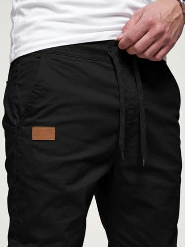 JMIERR Mens Joggers with Pockets Casual Joggers Pants Cotton Drawstring Chino Pants Hiking Jogger Travel Pants Outdoor Twill Track Jogging Sweatpants Mens Tapered Pants, CA 36(L), 0 Black — view 8