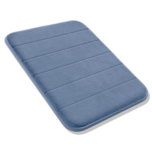 Yimobra Memory Foam Bath Mat Rug, 24 x 17 Inches, Comfortable, Soft, Super Water Absorption, Machine Wash, Non-Slip, Thick, Easier to Dry for Bathroom Floor Rugs, Denim Blue — view 7