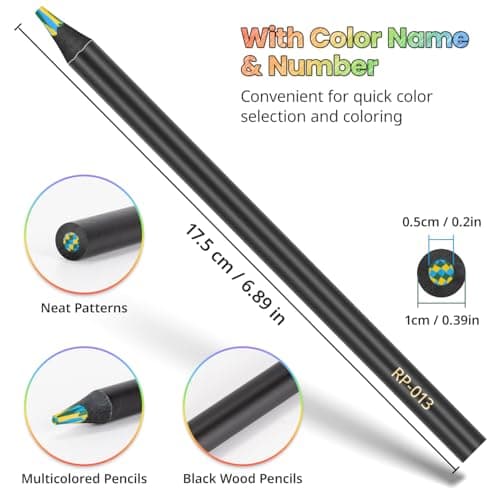 Yangmei Art Supplies 12 Rainbow Colored Pencils, Teen Girl Gifts Trendy Stuff, Arts and Crafts for Kids Ages 8-12, Gifts for 5-12 Year Old Girl, Party Favors for Kids 8-12, Stocking Stuffers — view 3