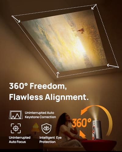XGIMI MoGo 4 2025 NEW Portable Projector, Google TV with Licensed Netflix, 360° Adjustable Stand, 2.5 Hours of Playtime, 2 x 6W Harman Kardon, Outdoor Projector, Wifi, Bluetooth, Include Sunset Filter — view 3