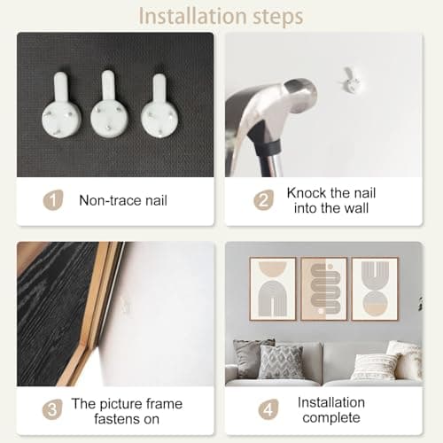 CHDITB Mid-Century Modern Framed Canvas Wall Art Set of 3, Neutral Art Boho Wall Decor, Beige Geometric Wall Painting, Abstract Minimalist Art Prints for Living Room, Bedroom (12X16 Inch) — view 6