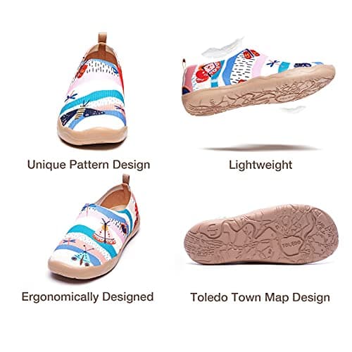 UIN Women's Slip On Sneakers Casual Loafers Knitted Art Painted Comfort Soft Walking Shoes, Summer Elves, 8.5 — view 5