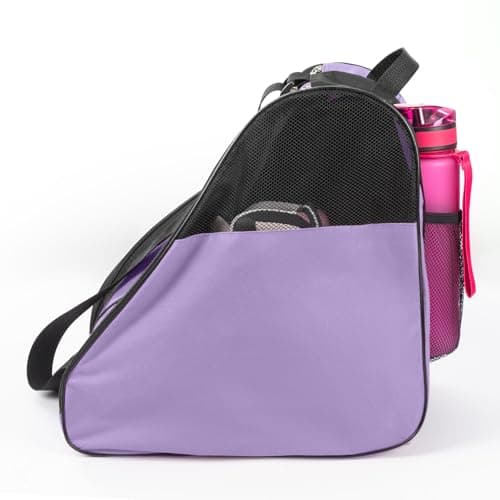 Purple Roller Skate Bag with Adjustable Shoulder Strap and Handle, Large Capacity Quad Inline Figure Skating Bag for Women Men Kids, Roller Skate Accessories — view 5