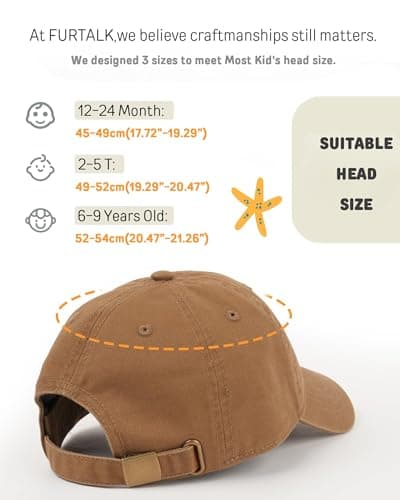 FURTALK Toddler Baseball Hat Kids Boys Girls Adjustable Washed Cotton Baseball Cap — view 5