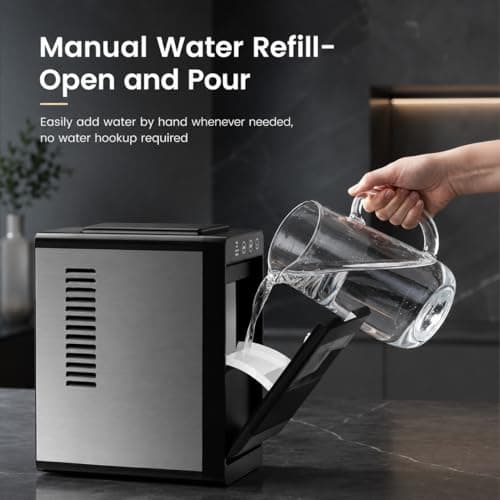 Kismile Portable Countertop Ice Maker Machine, 26lbs Ice in 24Hrs, Self-Cleaning Ice Maker with Selectable Ice Size & Internal Light, Compact Design for Home/Kitchen/Bar — view 6