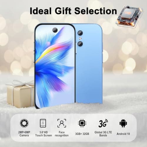 Pdfbenli Mini Phone for Kids,Kids Smart Phone,Unlocked Mini Smartphone,4G,4.0 inch HD Touch Screen,Android 15.0 Smartphones Cellphone,3GB+32GB,Dual SIM,Face ID,GPS (Blue)
