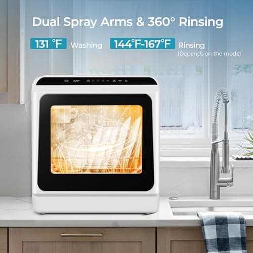 EUHOMY 6 Programs Countertop Dishwasher, Portable Dishwasher with 5L Built-in Water Tank & Inlet Hose, Mini Dishwasher for Apartments and RVs, High-Temp & Air-Dry Function, No Hookup Needed, Black — view 5