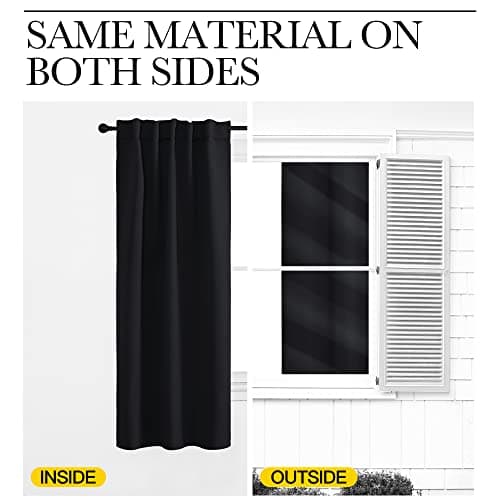 NICETOWN Black Blackout Curtains 84 Inch Long 2 Panels, Thermal Black Out Halloween Panels Room Darkening for Living Room, Back Tab and Rod Pocket Light/Noise Reducing Treatments for Bedroom, 52Wx84L — view 3