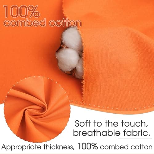Orange Cotton Fabric, Natural 100% Cotton Poplin Fabric by The Yard 59 Inches Wide Lining Fabric for Sewing Apparel Cloth Soft Embroidery Quilting, 1 Yard — view 2