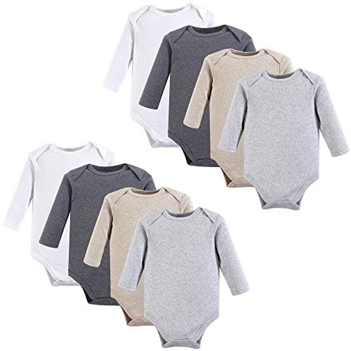 Hudson Baby unisex-baby Cotton Long-sleeve Bodysuits, Heather Gray, 3-6 Months