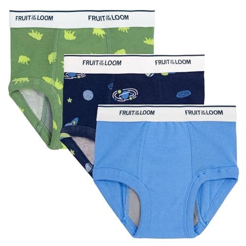 Fruit of The Loom Boys Cotton Training Brief Underwear, 3-Pack, Assorted, 2T-3T