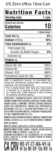 Monster Energy Zero Ultra, Sugar Free Energy Drink, 16 Ounce — view 2