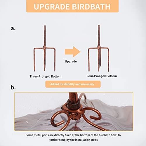 MUMTOP 26 Inch Height Glass Birdbath Birdfeeder with Metal Stake Garden Outdoor Red — view 4
