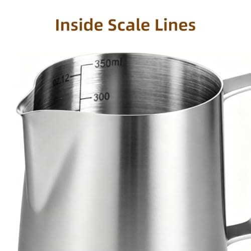 Coffee Milk Pitcher, 350ml (12oz) Silver, Perfect for Creating Latte Art Patterns — view 2