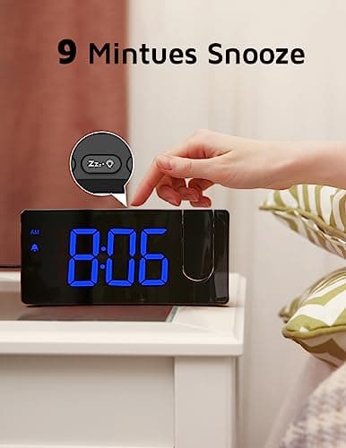 GOLOZA Projection Alarm Clock, Digital Clock with Modern Curved Design — view 5