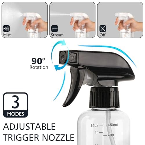 360° Spray Bottles 2 Pack 17oz Plastic Water Sprayer Small Squirt Bottle — view 3