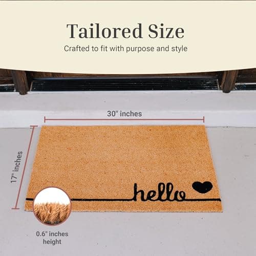THEODORE MAGNUS Door Mat - Welcome Mat for Front Door with Non-Slip Backing - Durable Coir Doormat - Perfect for Outside Entrance and Entryway Matt - Outdoor/Indoor - Hello Love - 17" x 30" — view 2