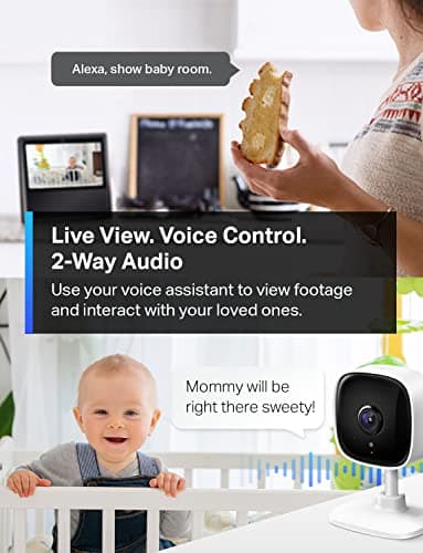 TP-Link Tapo 1080P Indoor Security Camera for Baby Monitor, Dog Camera w/Motion Detection, 2-Way Audio Siren, Night Vision, Cloud & SD Card Storage, Works w/Alexa & Google Home (Tapo C100) — view 3