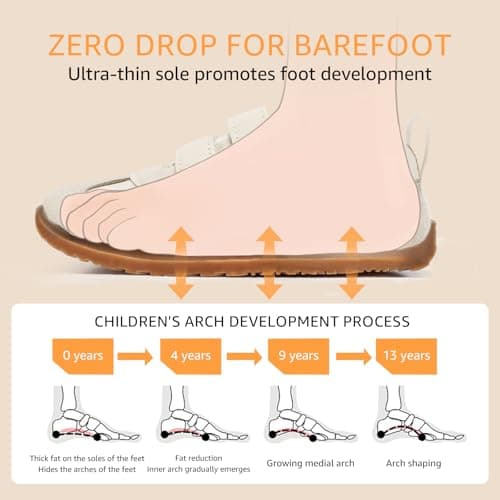 Toddler Wide Toe Box Shoes:Boys Barefoot Shoes Kids Walking Shoes Boy Sneakers Non-Slip Zero Drop Shoes,Toddler First Walking Shoes Comfort Tennis Outdoor Activities Beigewhite Toddler7 — view 4