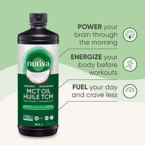 Nutiva Organic MCT Oil, Unflavored, 946 mL | Organic, Non-GMO, Non-BPA | Vegan, Gluten-Free, Keto & Paleo | 14g MCT per Serving & Neutral Flavor for Energy Boost to Coffee, Shakes and Salads — view 3