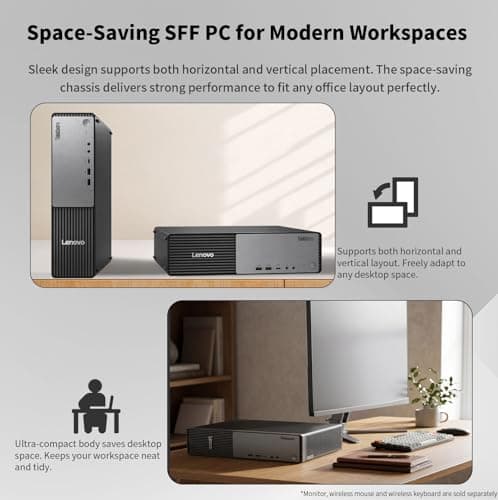 Lenovo ThinkCentre Neo 55s Business SFF Desktop, AMD Ryzen 5 220 up to 4.9 GHz, 16GB DDR5, 512GB SSD, Support 2-Monitor 4K, HDMI, DP, Wired KB & Mouse, Wi-Fi 6, Windows 11 Pro, External DVD Bundle — view 5