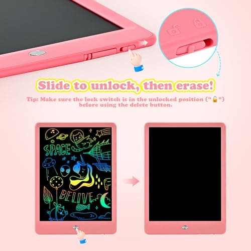 EooCoo LCD Writing Tablet for Kids, Road Trip Essentials 10 Inch Kids Drawing Pad, No Mess Coloring Books for Toddler, Travel Toys Airplane Activities, Back to School Gift for 3-8 Years Old Girls Boys — view 5