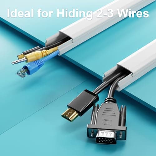Yecaye Cord Hider, 42In Cord Covers for Wall Mounted TV, White Cable Management Kit, Wire Hiders and Concealer for Cords on Wall, W0.98in H0.51in, White — view 3