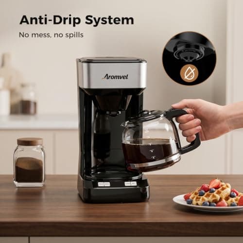 Aromvel 12 Cup Programmable Coffee Maker, 24-Hour Delay Brew, Drip Coffee — view 4