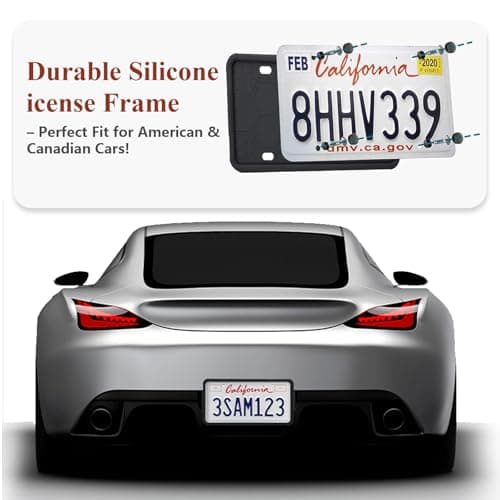 RJUP License Plate Frame 2 Pack Black, Universal Silicone License Plate Holder for Cars, SUVs, Vans, Rustproof & Weatherproof, Anti-Scratch License Plate Protector, Easy Installation for Men & Women — view 2