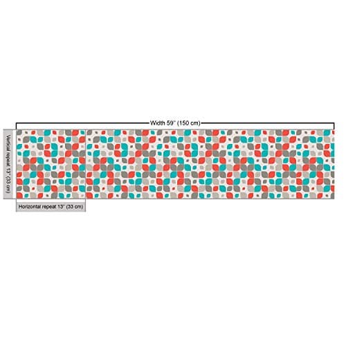 Ambesonne Retro Fabric by The Yard, Old Fashioned Style Abstract Mosaic Grid Inspired Floral Pattern Classical, Decorative Fabric for Upholstery and Home Accents, 1 Yard, Turquoise Grey — view 2