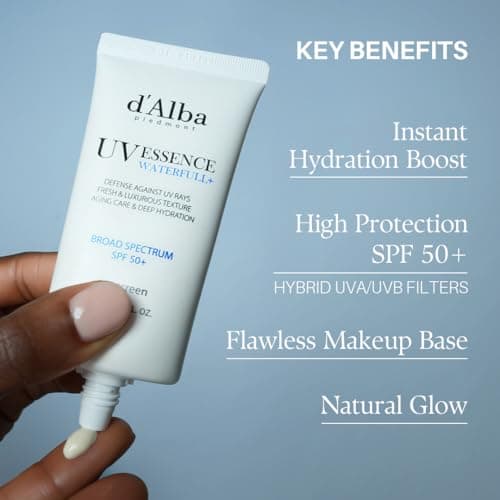 d'alba Piedmont Italian White Truffle Waterfull Essence Sunscreen, Vegan Skincare, Lightweight Sunscreen with BROAD SPECTRUM SPF 50+, Glowy, Safe for all Skin Types, Korean Skin Care (1.69 fl. oz) — view 5