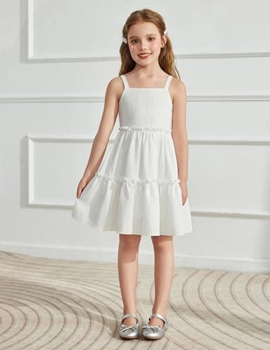 Arshiner Toddler Spaghetti Strap Dress White Summer Dress Summer Dresses Kids Beach Boho Sundresses 4t — view 6