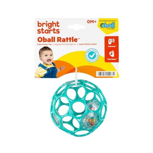 Bright Starts Oball Easy-Grasp Rattle BPA-Free Infant Toy in Teal, Age Newborn and up, 4 Inches — view 8