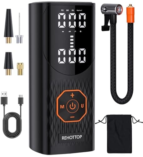 160PSI Tire Inflator Portable Air Compressor - 6X Faster Inflation, Cordless Air Pump for Car Tires with Digital Pressure Gauge, LED Light and Auto Shut-Off Function for Car