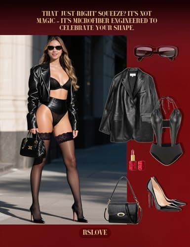 RSLOVE Thigh High Stockings for Women Lace Top Tights Sheer Knee High Stockings Sexy Pantyhose Black Two Pair — view 3