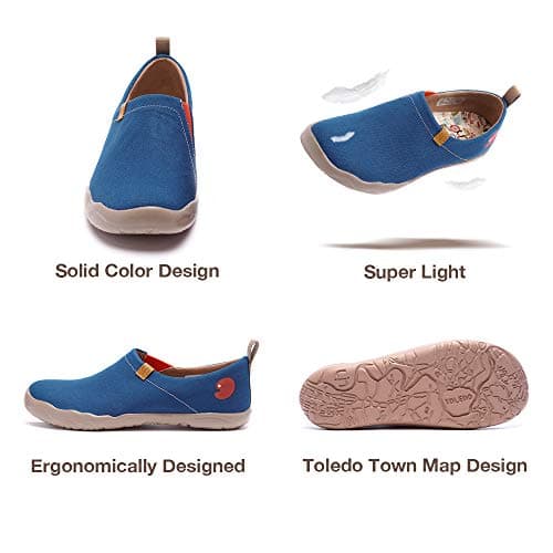 UIN Men's Slip Ons Loafers Canvas Lightweight Sneakers Walking Casual Solid Color Travel Shoes Dark Blue (9.5) — view 5