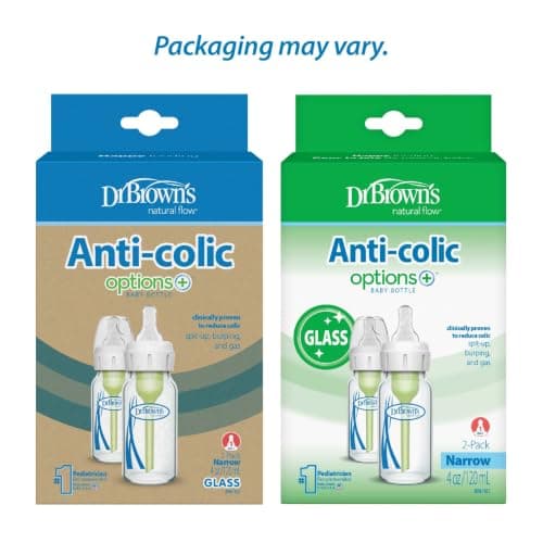 Dr. Brown’s Natural Flow Anti-Colic Options+ Narrow Glass Baby Bottles, 4oz, 2-Pack — view 3