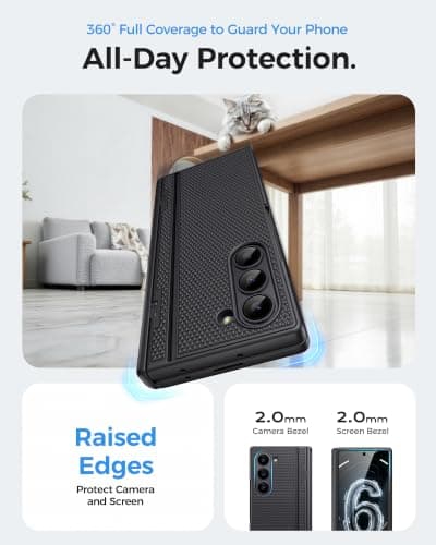 BXYJY for Samsung Galaxy Z Fold 6 Case Stand, Hinge Protector, Dark Black — view 5