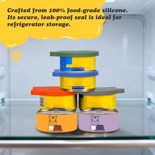 VAYRMEU 4 Pack Pet Food Can Cover Silicone Food Can Lids,Universal BPA Free, One Fit Most 3 oz,5.5 oz,12 oz Standard Size Food Cans — view 5