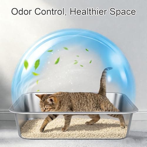 Idymere Stainless Steel Litter Box with High Sided, Metal Cat Litter Box, Odor-Free, Non-Stick Litterbox Pan, Easy to Clean Pet Supplies Toilet Tray for Indoor Cats, Kittens or Multicat Homes — view 2