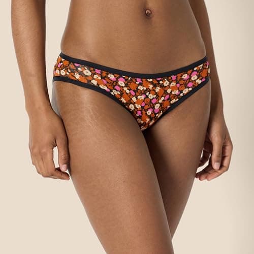 Amazon Essentials Women's Cotton Spandex Bikini Brief Underwear (Available in Plus Size), Pack of 6, Dots/Floral/Multicolor, X-Large