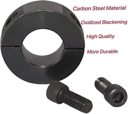 AZSSMUK Shaft Collar Bore 1-1/8'' Double Split Black Oxide Set Screw Durable Shaft Collars Suitable for Machinery and Industrial Use 2 Pieces (1-1/8'') — view 3