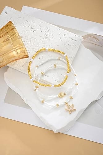 17KM 21PCS Gold Ankle Bracelets for Women, Boho Shell Bead Cuban Link Chain Waterproof Gold Anklets Set, Adjustable Layered Anklets for Women Beach Jewelry Gift — view 7