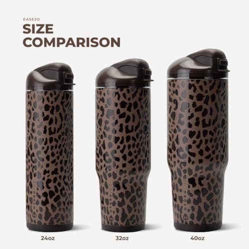 HydroJug Ease2o 32oz Insulated Water Bottle, Straw & Chug Lid, Brown Leopard — view 5