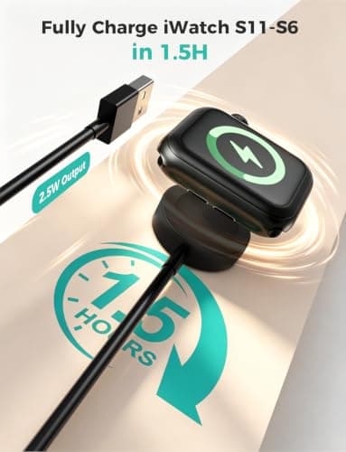 2026 Upgraded for Apple Watch Charger USB Magnetic Fast Charging Cable Portable Wireless Charging Accessories Compatible with iWatch Series 11/10/9/8/7/6/5/4/3/2 Ultra 3/2/SE-Black — view 3
