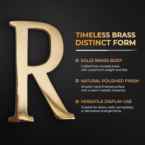 Robin Collection Brass Alphabet Letter, Gold Finish, 4 Inch Height, Wall Mount, 8mm Thickness (R, 3 Inch) — view 4